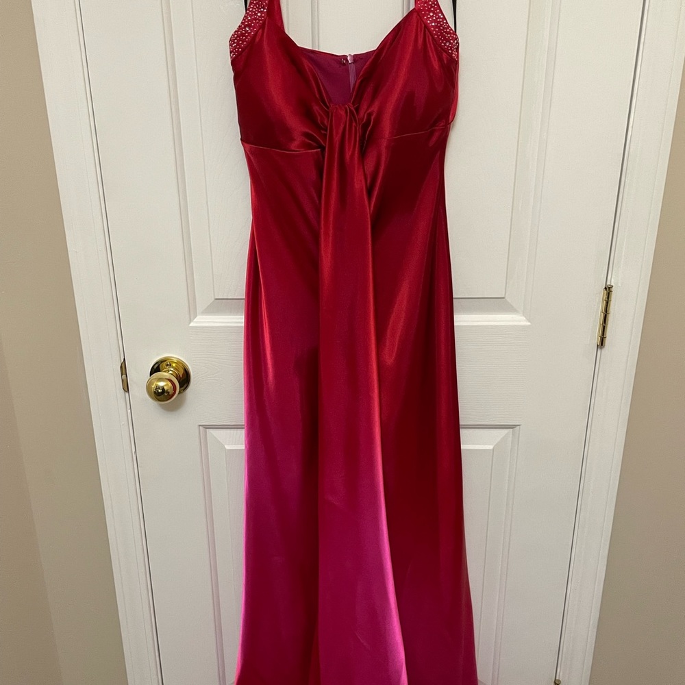 Long pink/red ombré dress